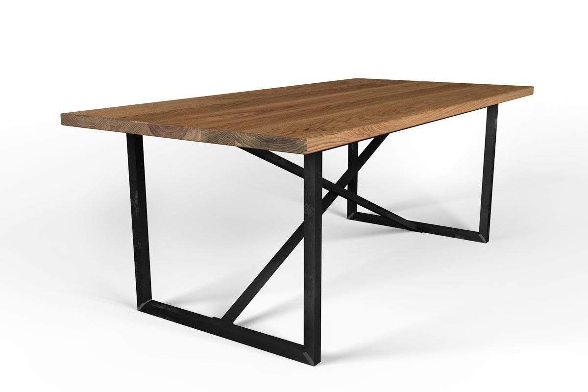 Massivholz Tisch Eiche mit Rahmengestell Metall [HOLZPILOTEN]